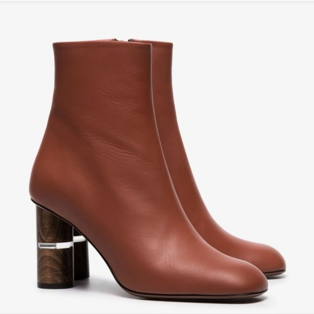 NEOU Stan clowesia 80 leather ankle boots Brown Woman's Size 40 1/2 Heeled Boots - Picture 1 of 16